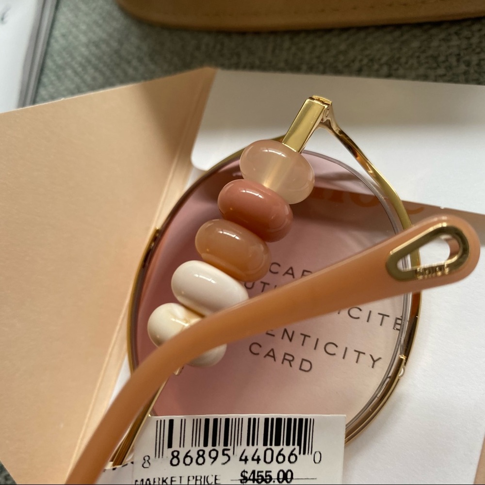 CHLOE - 57MM Round Frame Beaded Sunglasses - PINK - Picture 4 of 7